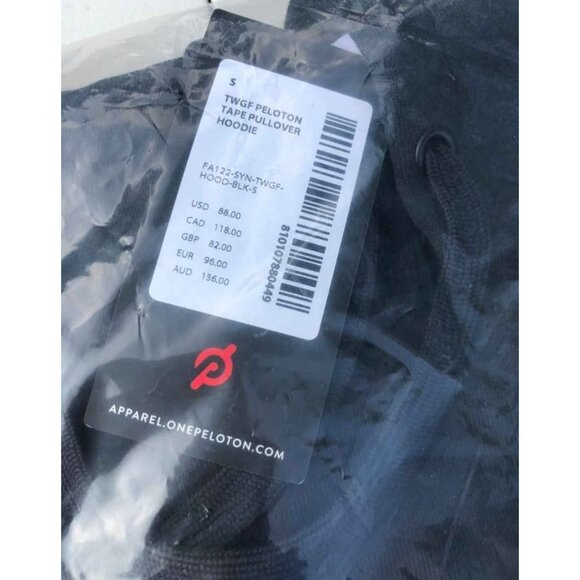 *NEW* Peloton Size S TWGF Tape Pullover Black Hoodie NWT - Picture 3 of 14